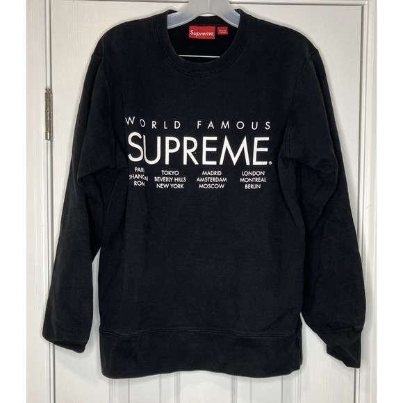 Supreme Men's World Famous Crewneck Sweater‎ Black Size Medium - Picture 1 of 7
